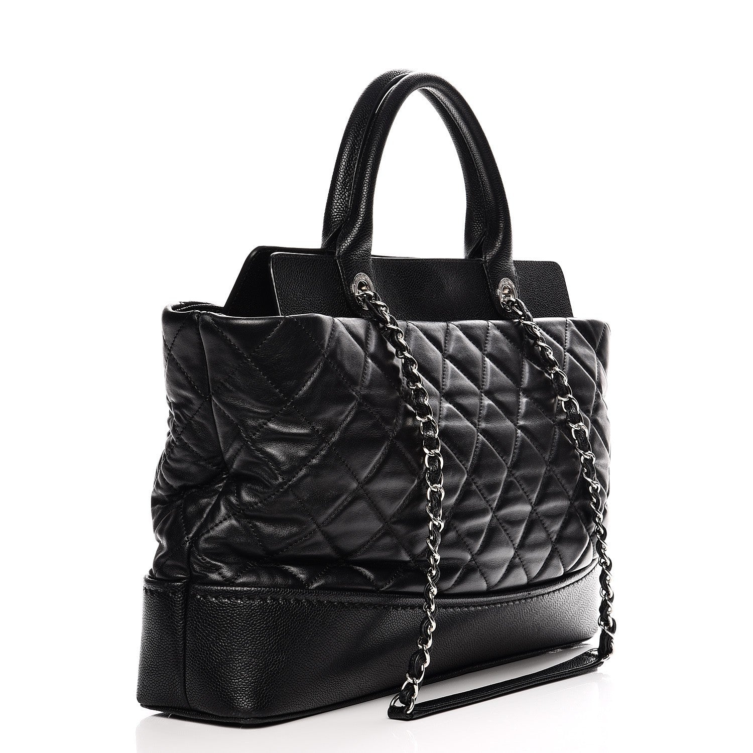 Chanel Lambskin Caviar Quilted Bi Coco Large Shopper Tote Black 3 of 9