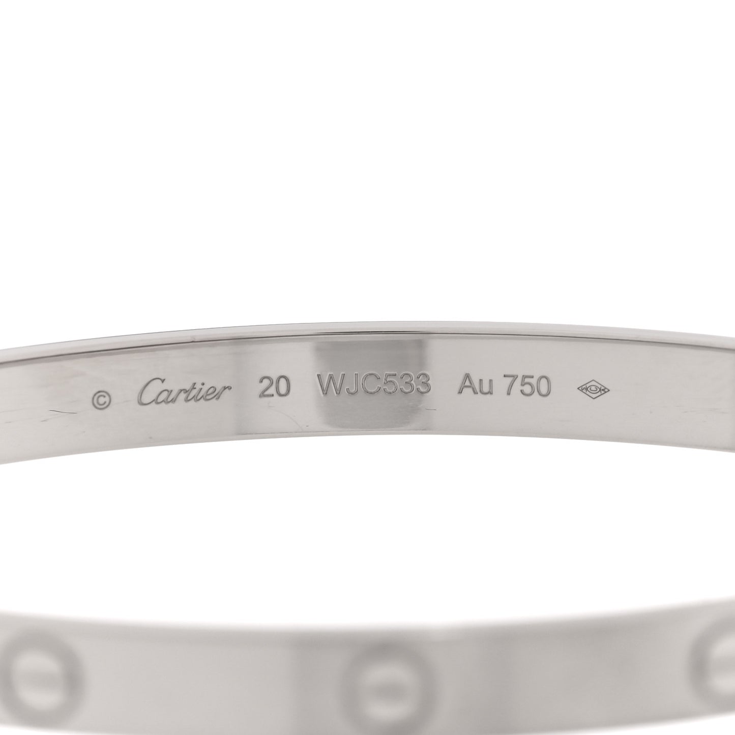 18K White Gold Brushed Finish LOVE Bracelet 20