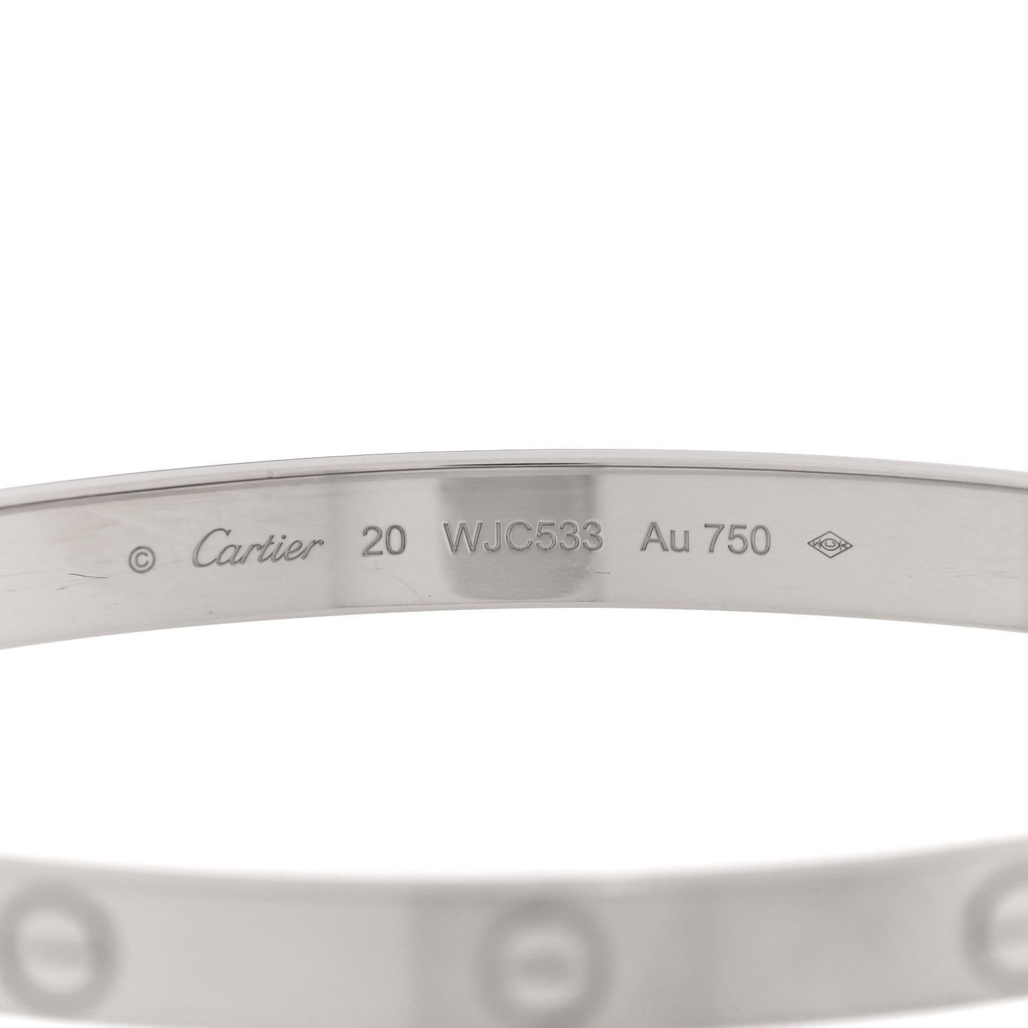 Cartier 18K White Gold Brushed Finish LOVE Bracelet 20 3 of 8
