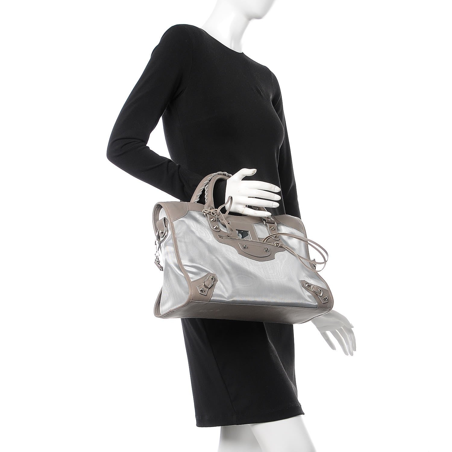 Balenciaga Technical Mesh Vegetable Calfskin Classic Silver Hardware City Gris Ardoise Gris Pyrite 2 of 9
