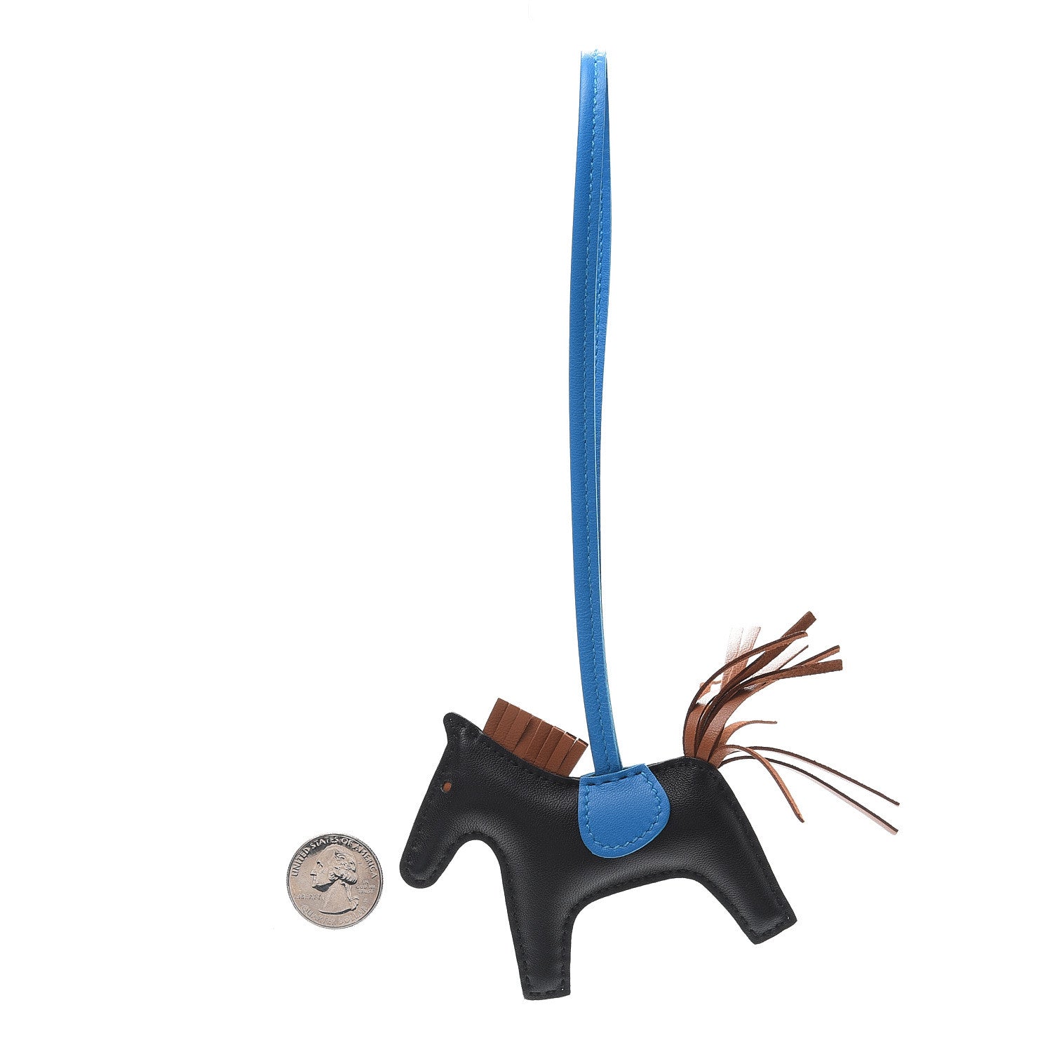 Hermes Milo Lambskin Grigri Rodeo Horse Bag Charm PM Black Gold Bleu Zanzibar 2 of 5