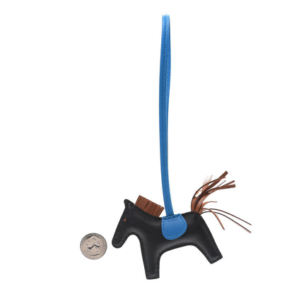 Hermes Milo Lambskin Grigri Rodeo Horse Bag Charm PM Black Gold Bleu Zanzibar 2 of 5