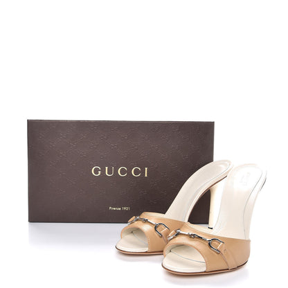Gucci Malaga Kid Horsebit High Heel Slide Sandals 37.5 Sand 10 of 10