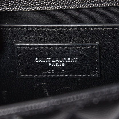 Saint Laurent Grain De Poudre Textured Mixed Matelasse Triquilt Medium Monogram Satchel Black 7 of 8