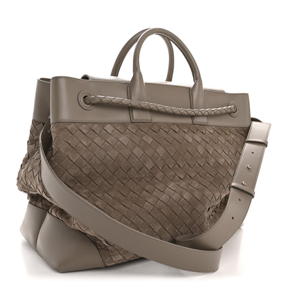 Bottega Veneta Suede Calfskin Intrecciato Andiamo Voyager Limestone 3 of 10