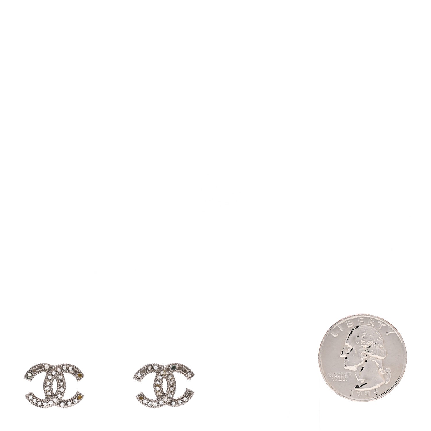 Chanel Crystal CC Earrings Silver 2 of 4