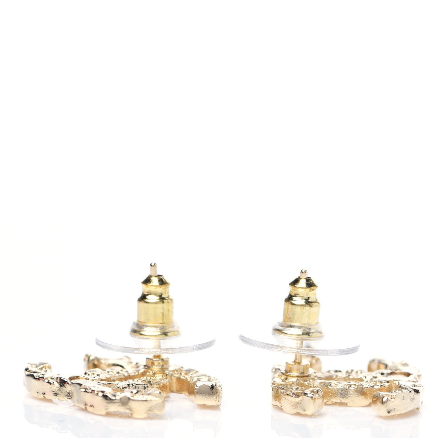 Metal Textured CC Earrings Gold