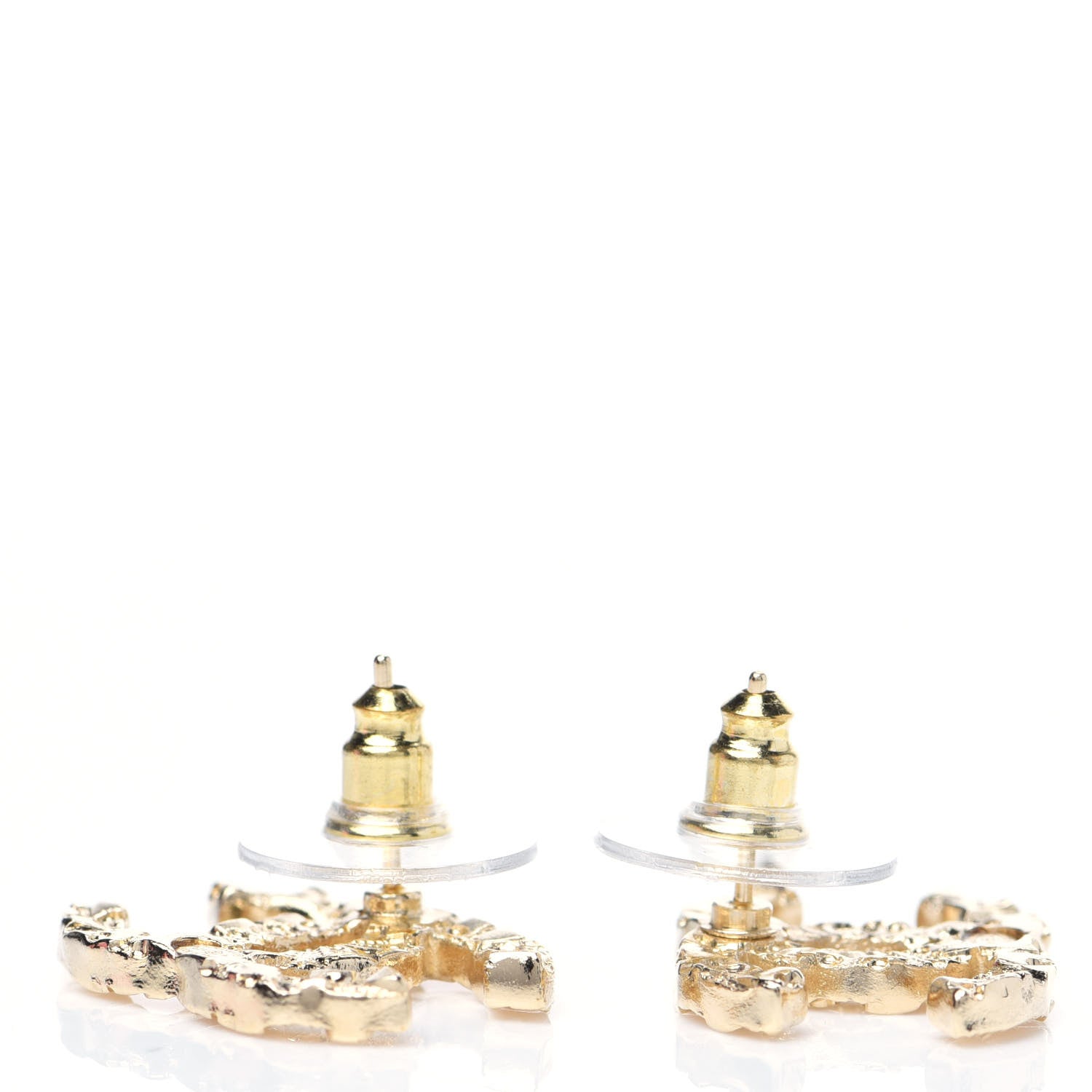 Chanel Metal Textured CC Earrings Gold 4 of 6