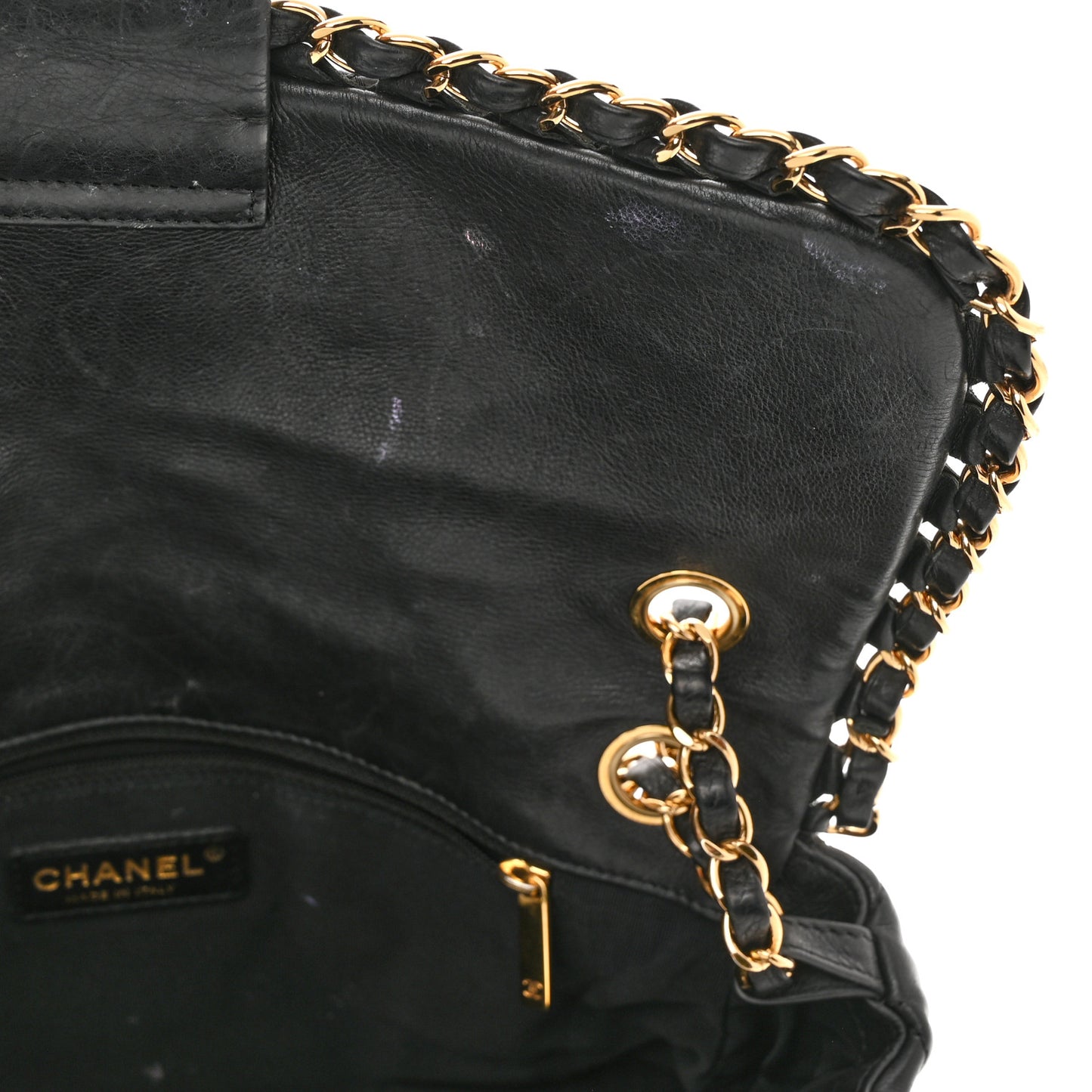 Calfskin Quilted Medium Chain Me Flap Black