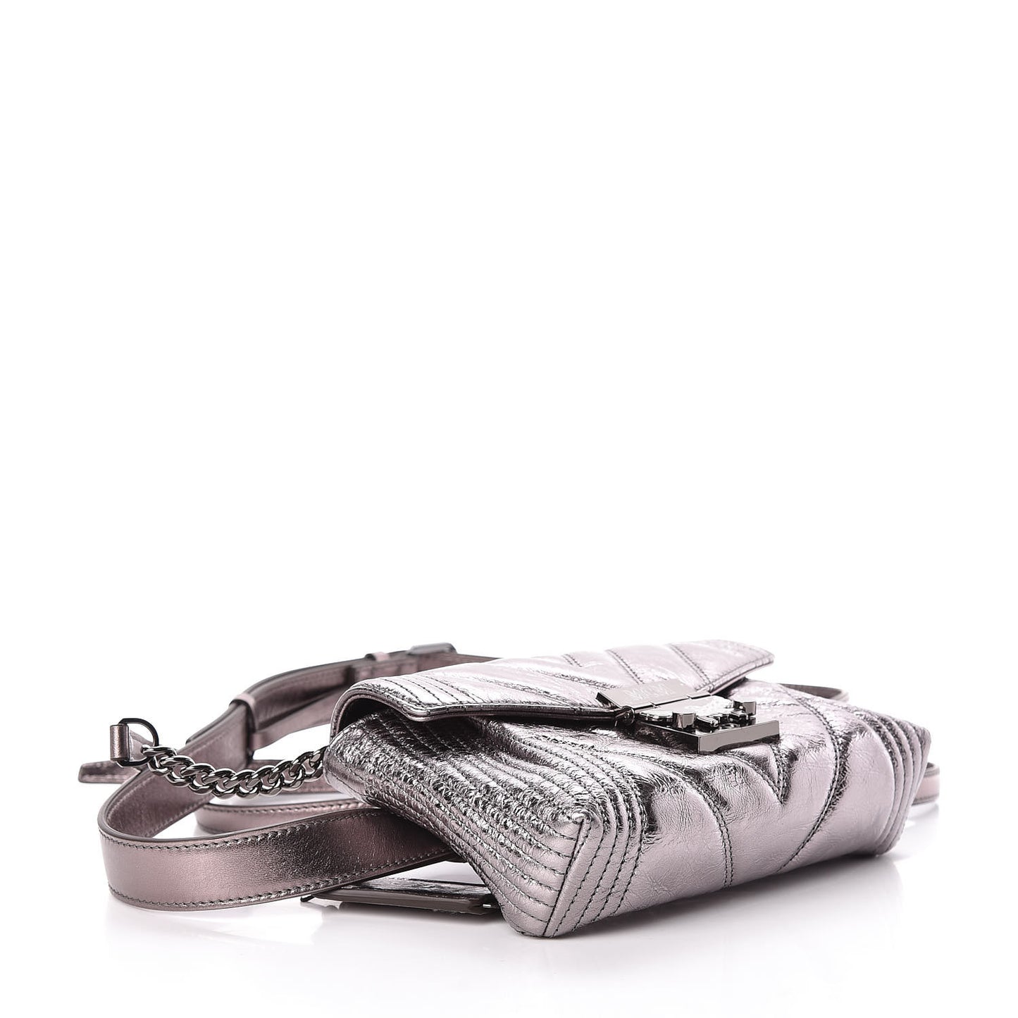 Metallic Calfskin Small Patricia Belt Bag Berlin Silver