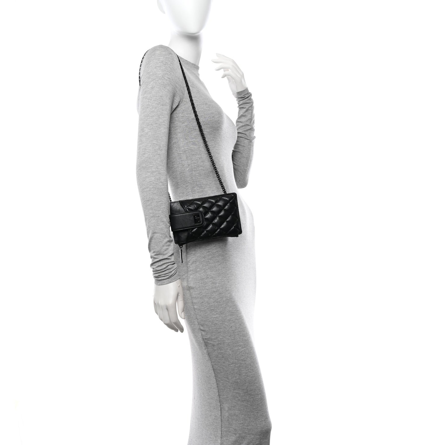 Aged Calfskin Quilted Reissue Phone Holder With Chain Bag So Black