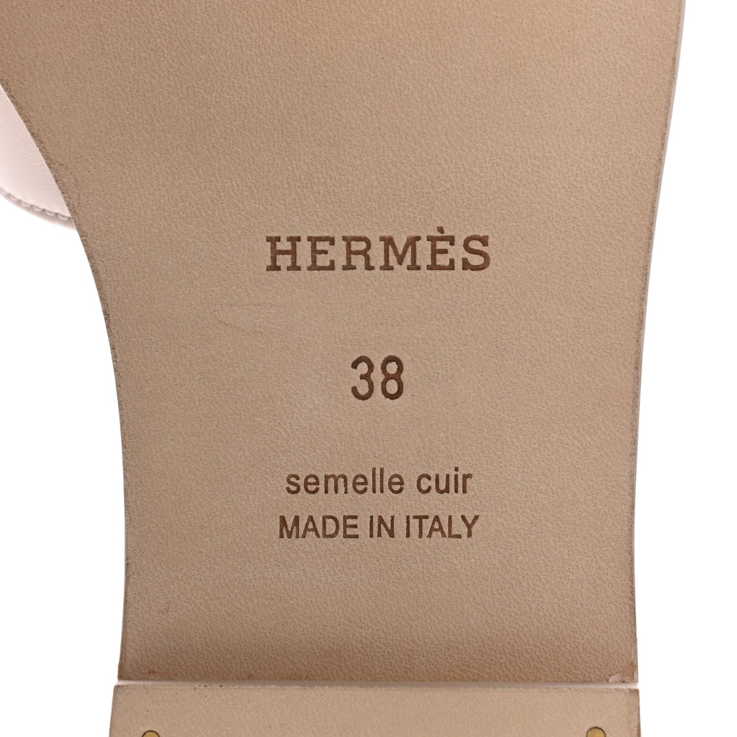 Hermes Box Calfskin Oran Sandals 38 Rose Pale 6 of 8