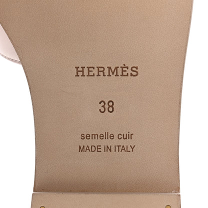 Hermes Box Calfskin Oran Sandals 38 Rose Pale 6 of 8