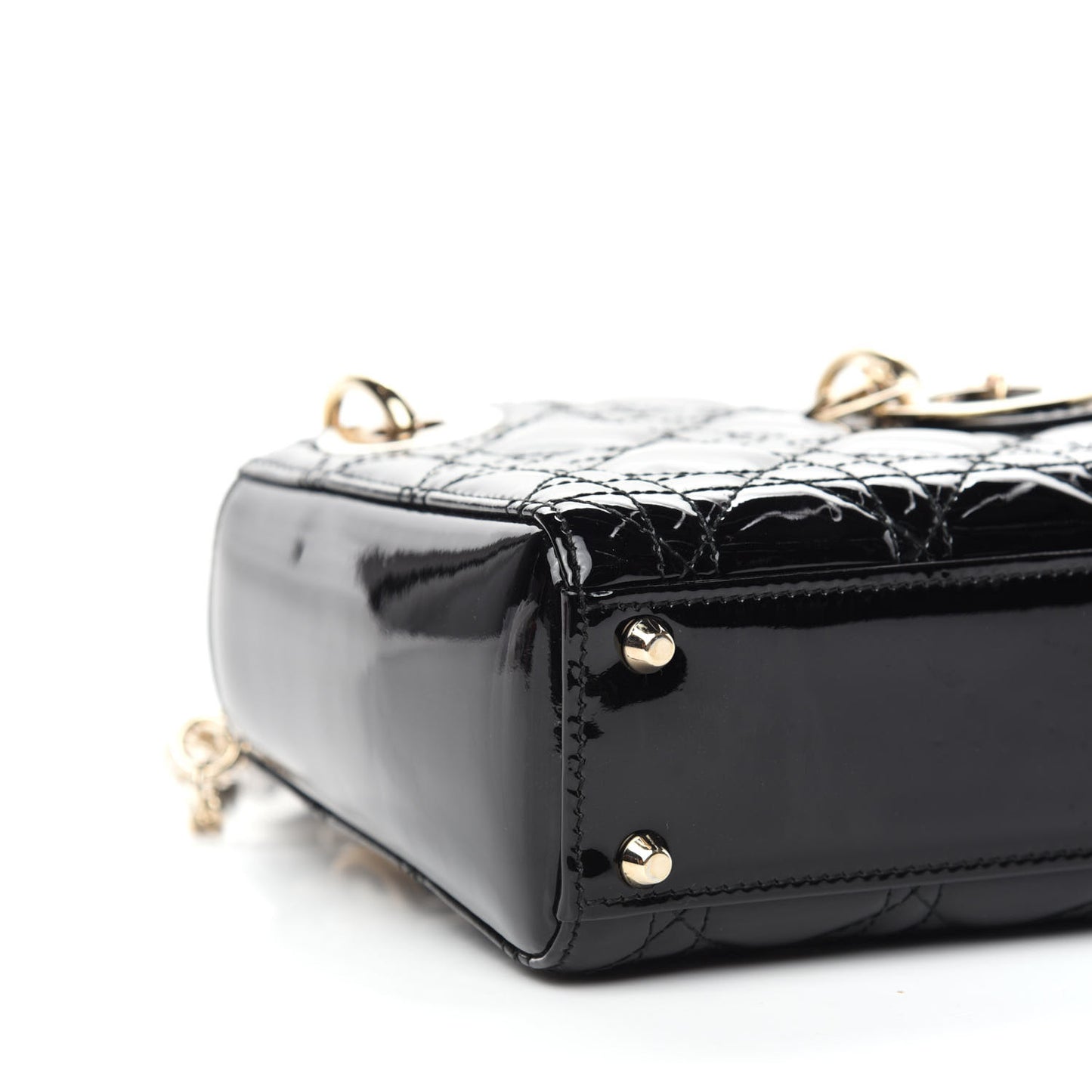 Patent Cannage Mini Lady Dior Black