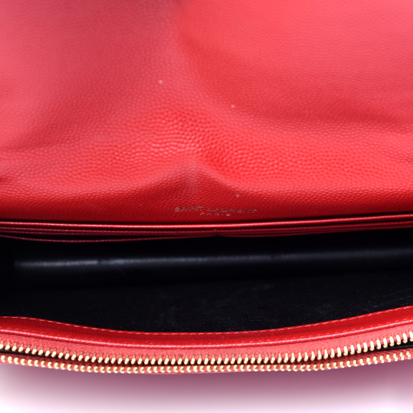 Grain De Poudre Matelasse Chevron Monogram Envelope Chain Wallet New Red