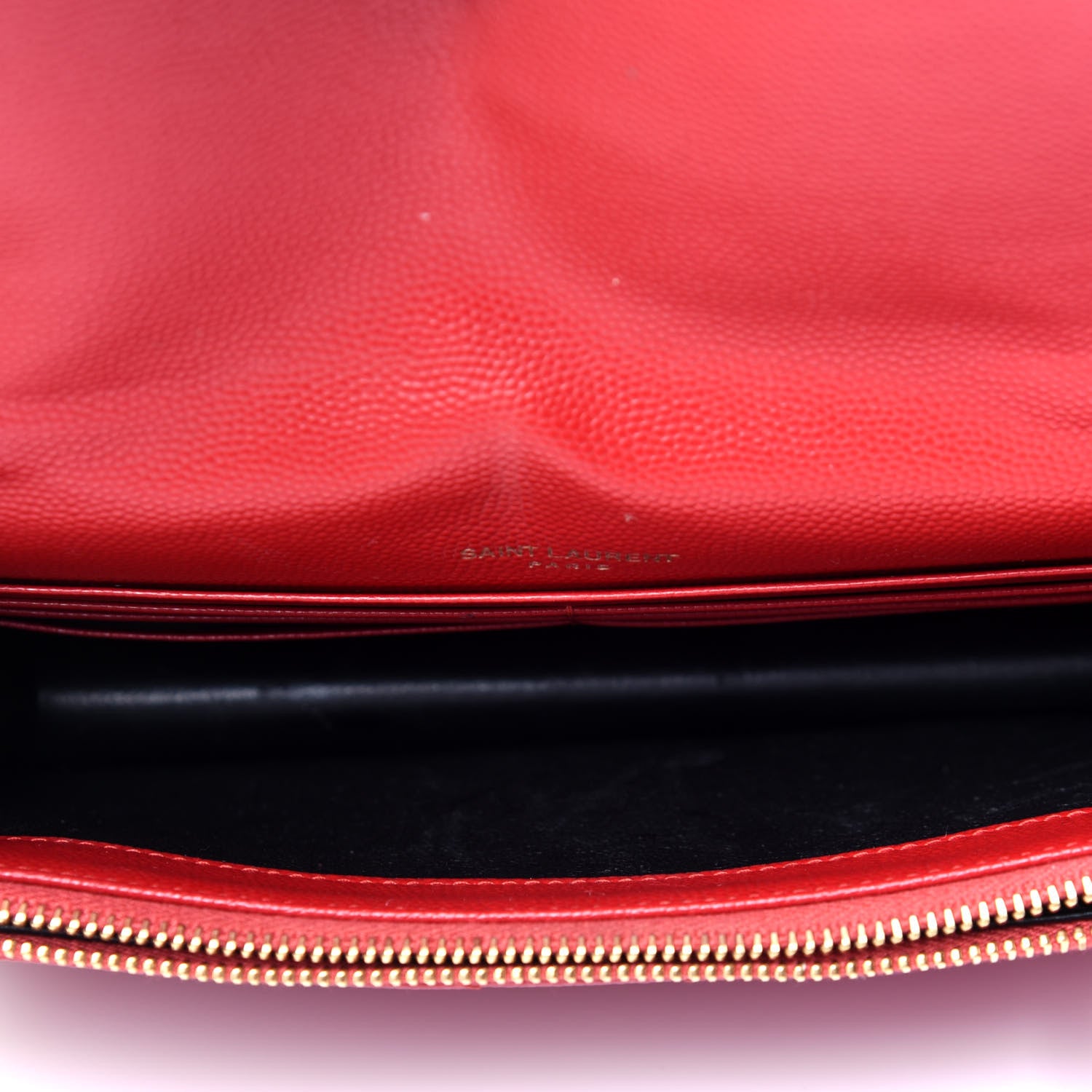 Saint Laurent Grain De Poudre Matelasse Chevron Monogram Envelope Chain Wallet New Red 5 of 10