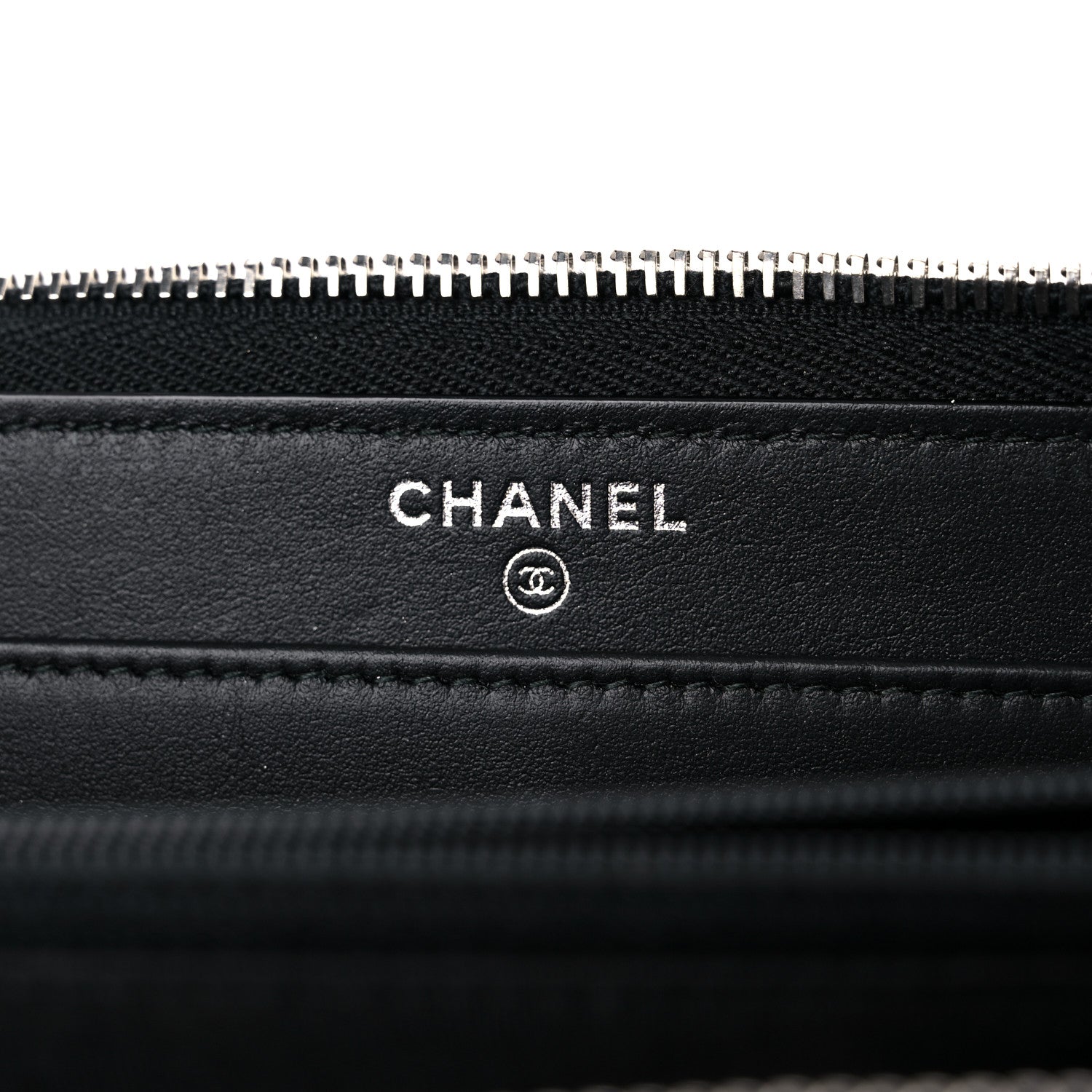 Chanel Caviar Quilted Diamond CC Gusset Zip Around Wallet Black 6 of 11