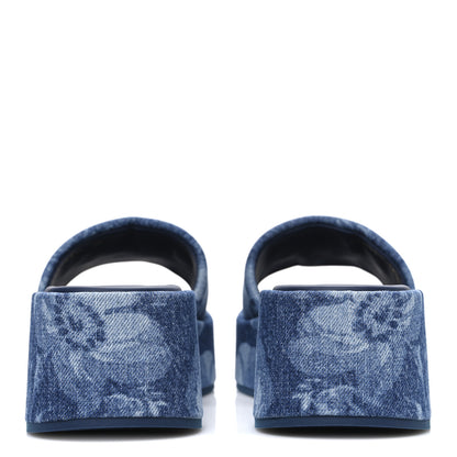 Fendi Denim Sea Garden Logo Sunshine Flatform Slide Sandals 38.5 Blue Medium Dark Blue 6 of 11