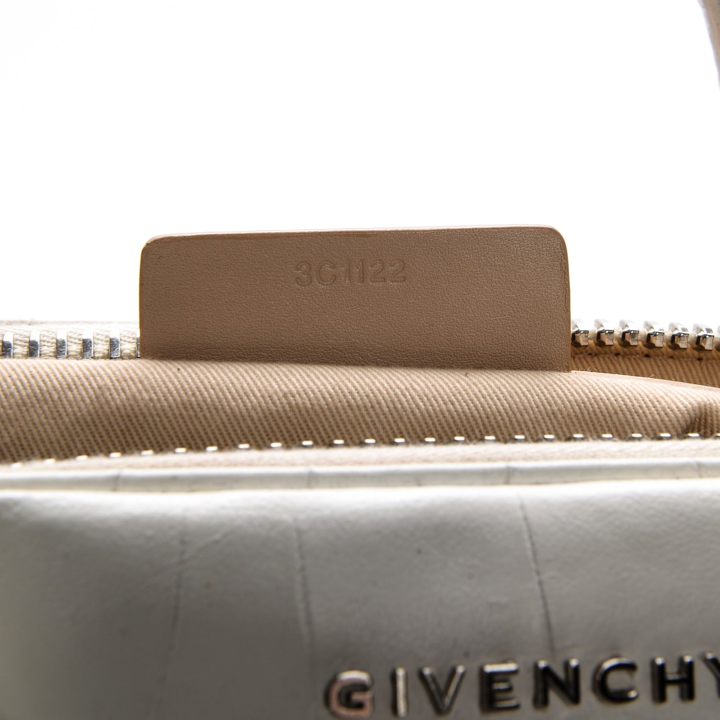 Calfskin Crocodile Embossed Small Antigona White