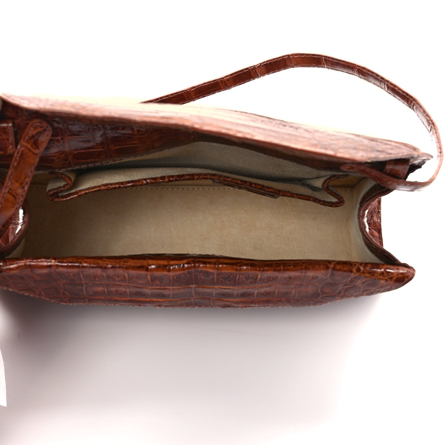 Crocodile Envelope Shoulder Bag Cognac