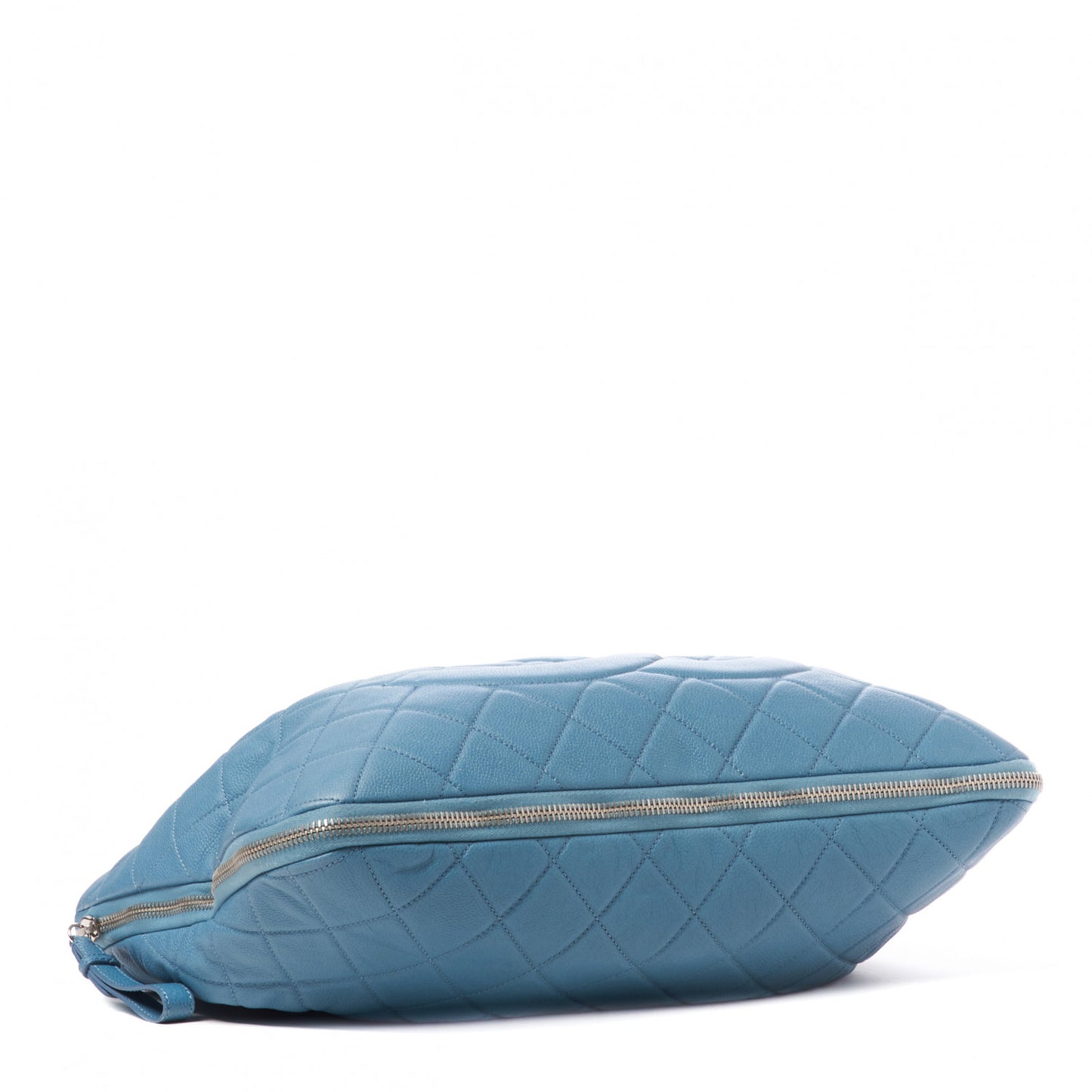 Caviar Quilted Expandable Zip Shoulder Bag Blue