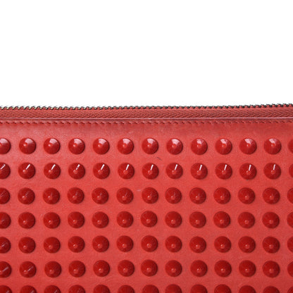Christian Louboutin Calfskin Panettone Spiked Zip Around Wallet Rouge De Mars 11 of 18