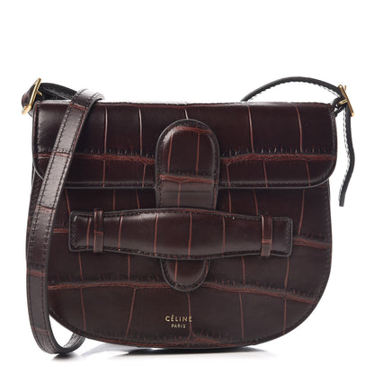 Celine Crocodile Embossed Calfskin Mini Symmetrical Bag Brown 1 of 12