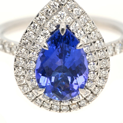 Tiffany Platinum Diamond Tanzanite Soleste Pear Cut Ring 52 6 6 of 7