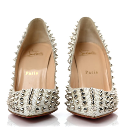 Christian Louboutin Glitter Diams Follies Spikes 100 Pumps 36 Colombe 2 of 9