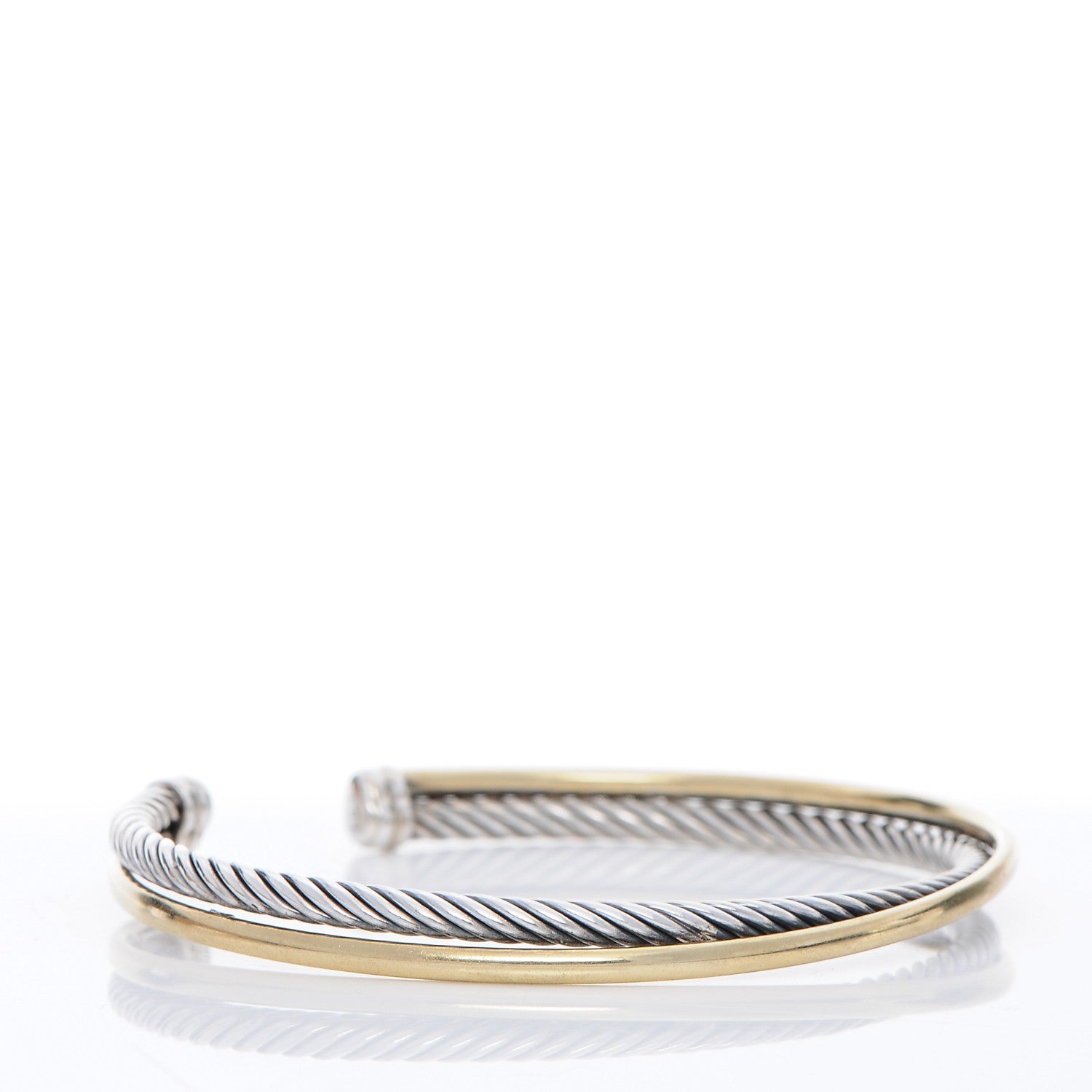 David Yurman Sterling Silver 18K Yellow Plated Gold 5mm Crossover Cuff 3 of 7