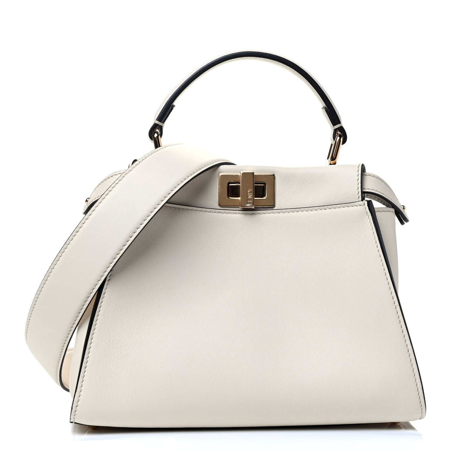 Fendi Vitello Seta Suede FF Mini Peekaboo Iconic Satchel Uovo Sigaro Marrone 1 of 4