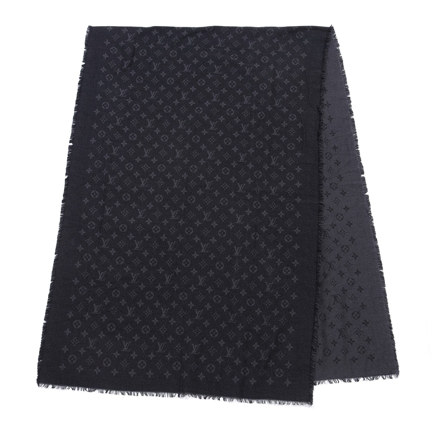 Cotton Monogram Shawl Gray