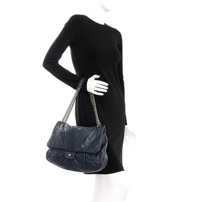 Chanel Calfskin Quilted Coco Pleats Flap Dark Navy Blue 3 of 13