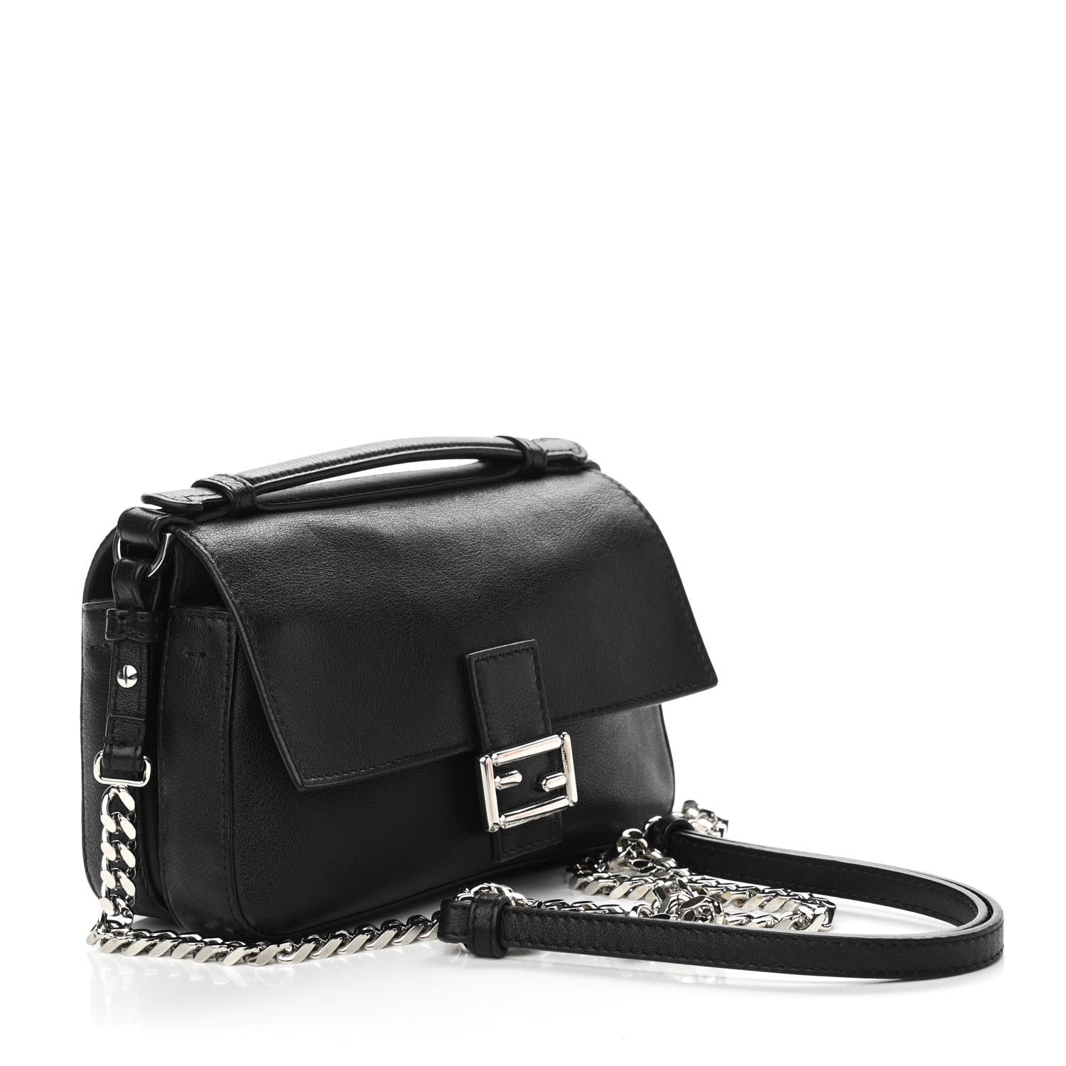 Fendi Vitello Dolce Elaphe Monster Eyes Micro Double Baguette Black Naturale 3 of 11