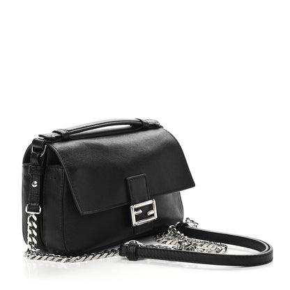 Fendi Vitello Dolce Elaphe Monster Eyes Micro Double Baguette Black Naturale 3 of 11