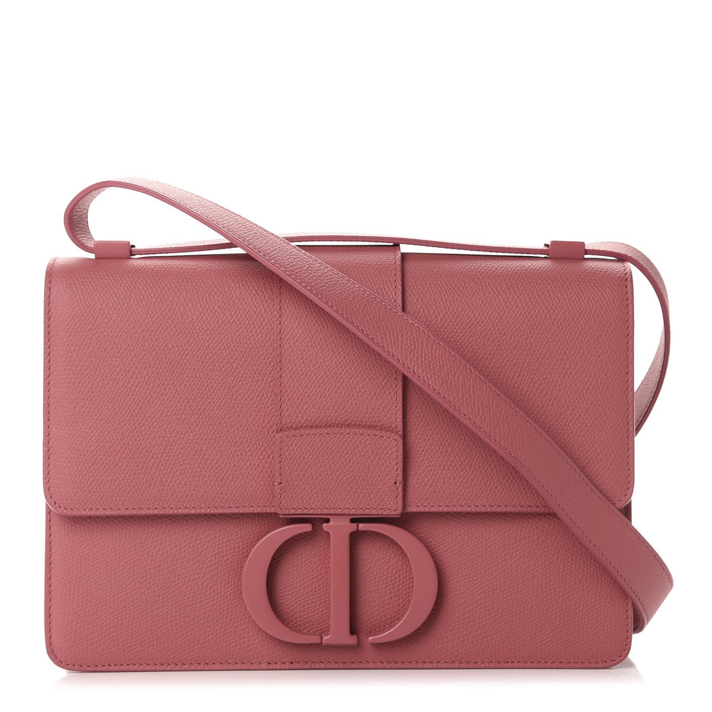 Ultra Matte Grained Calfskin 30 Montaigne Flap Bag Dusty Pink