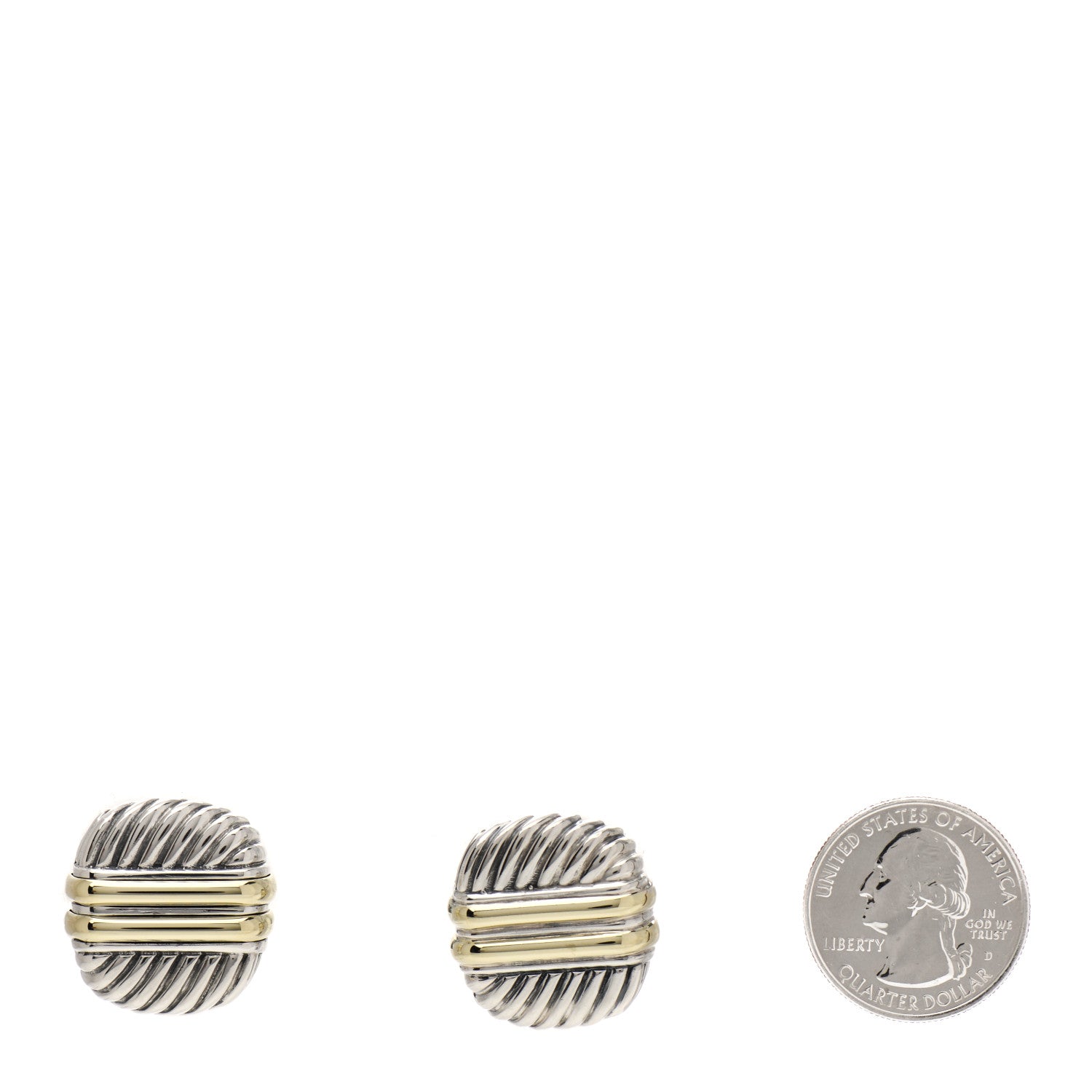David Yurman Sterling Silver 14K Yellow Gold Square Cable Earrings 2 of 4