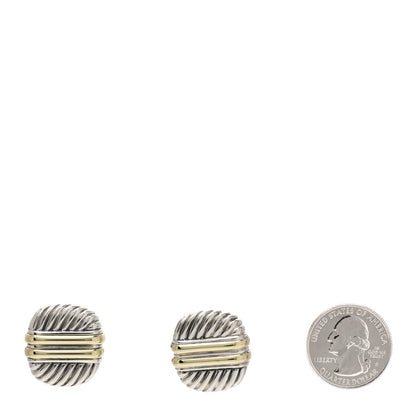 David Yurman Sterling Silver 14K Yellow Gold Square Cable Earrings 2 of 4