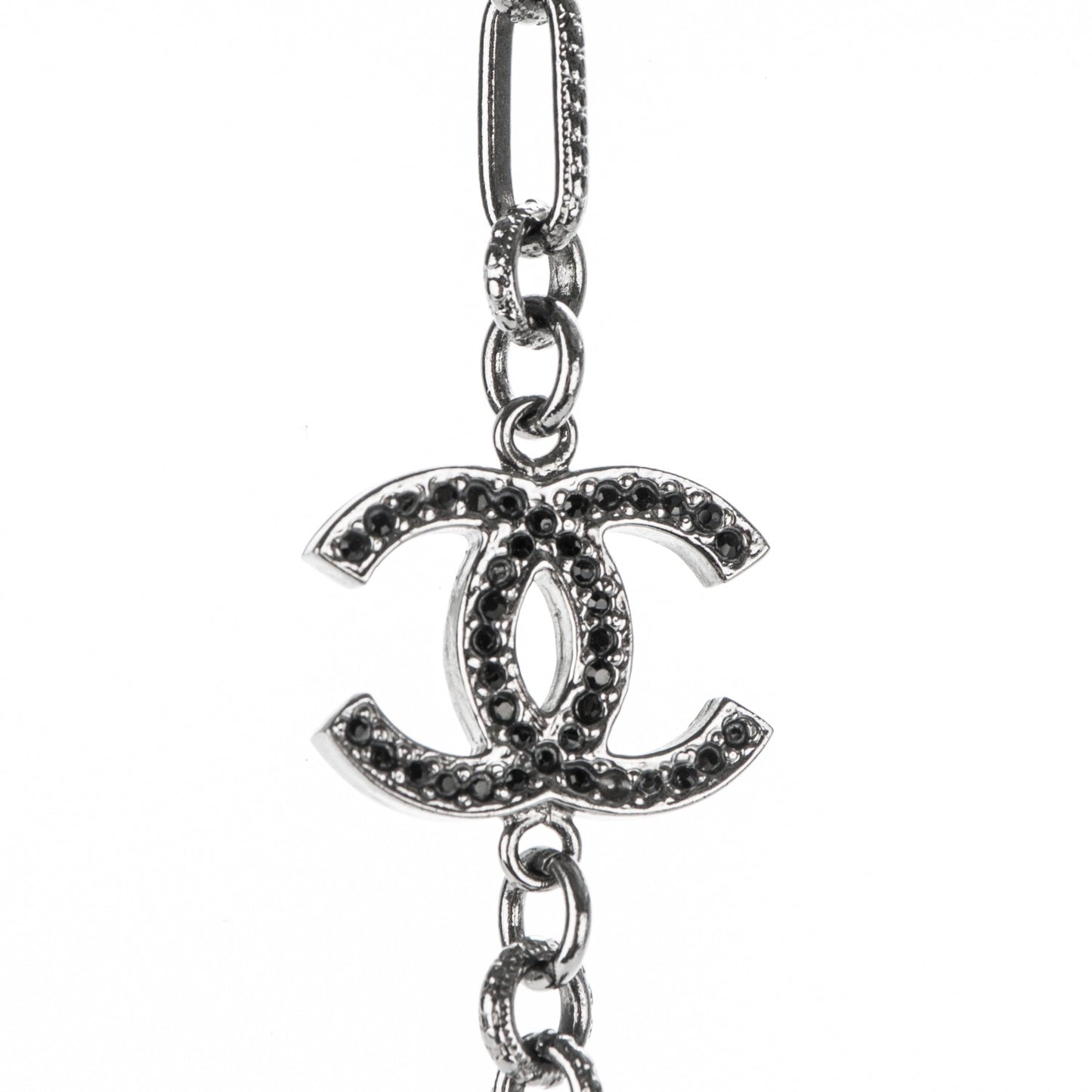Ruthenium Crystal Ball CC Necklace Black