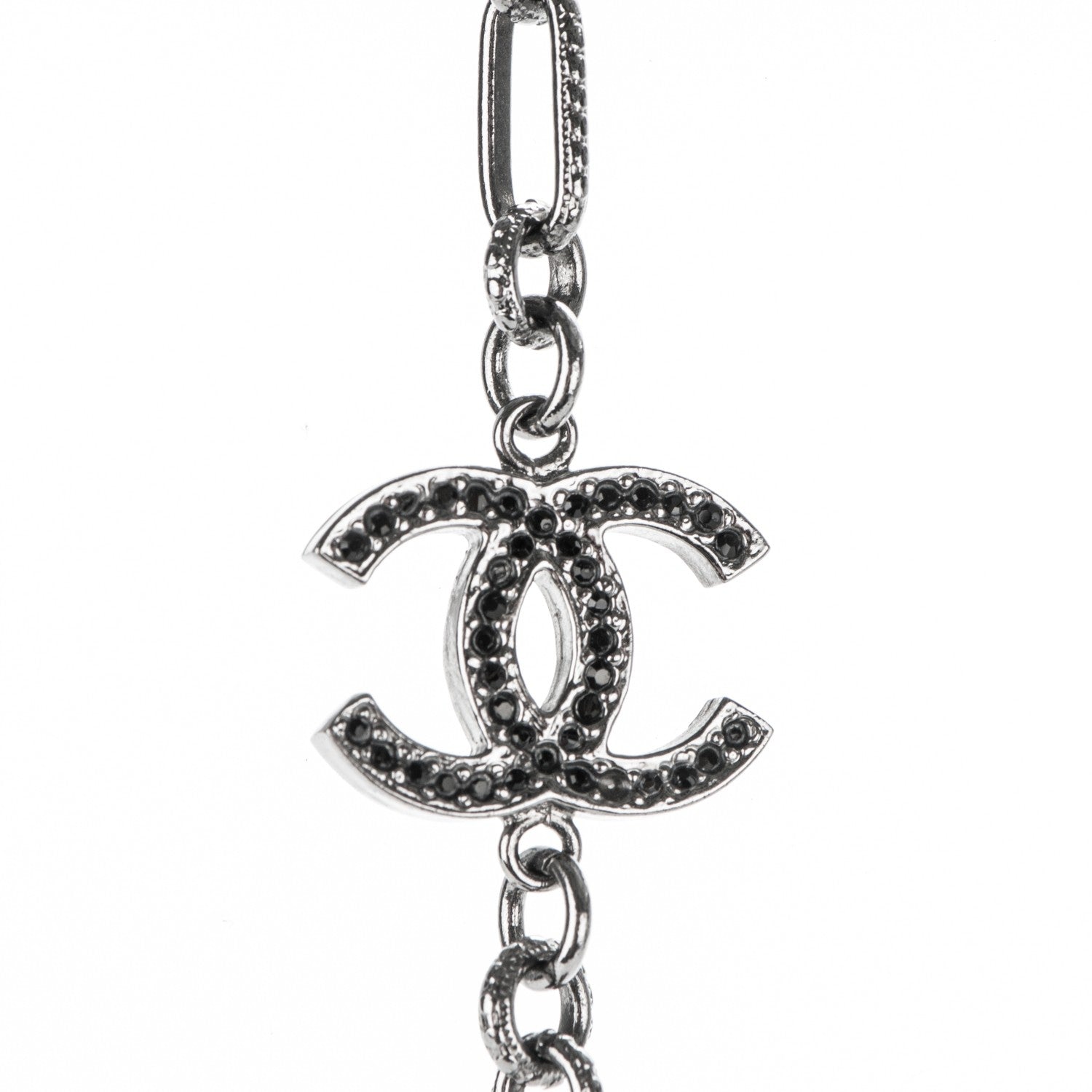 Chanel Ruthenium Crystal Ball CC Necklace Black 5 of 6
