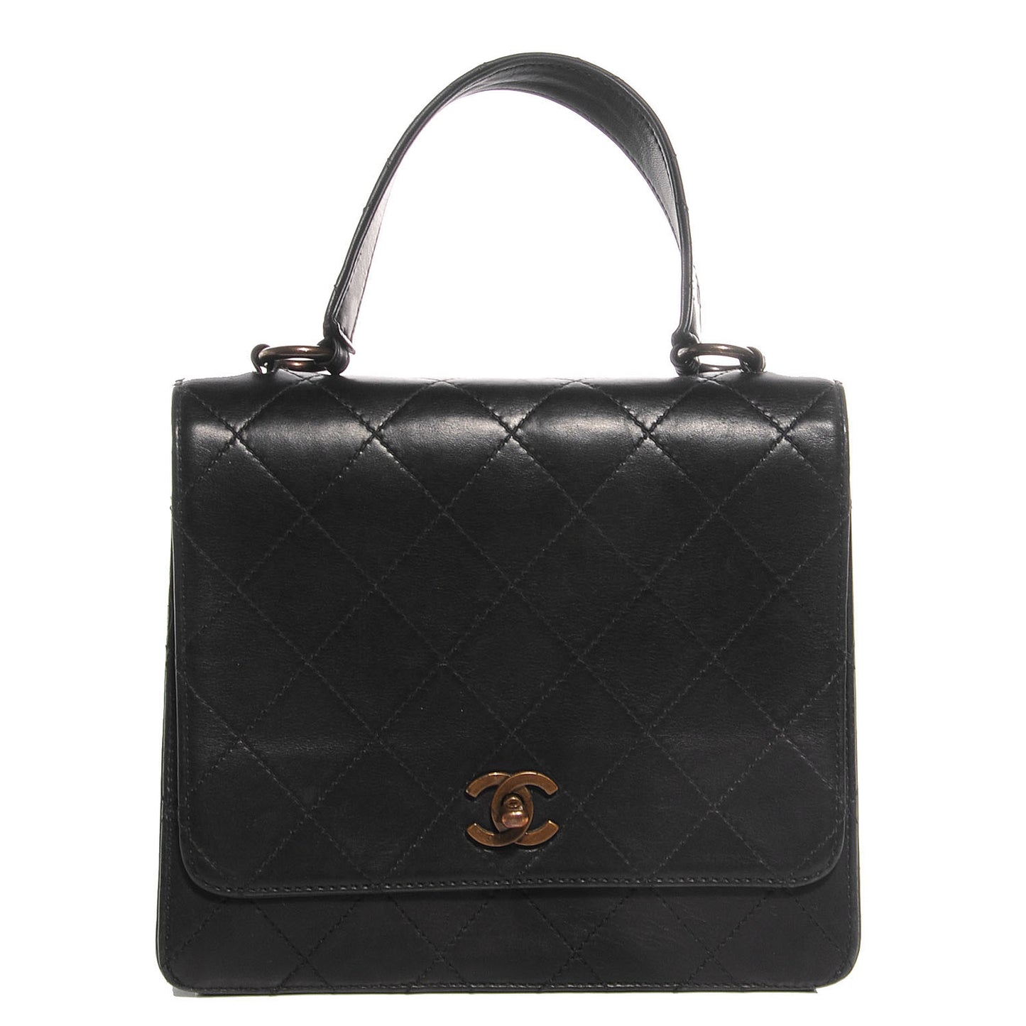 Lambskin Quilted Medium Kelly Flap Bag Black