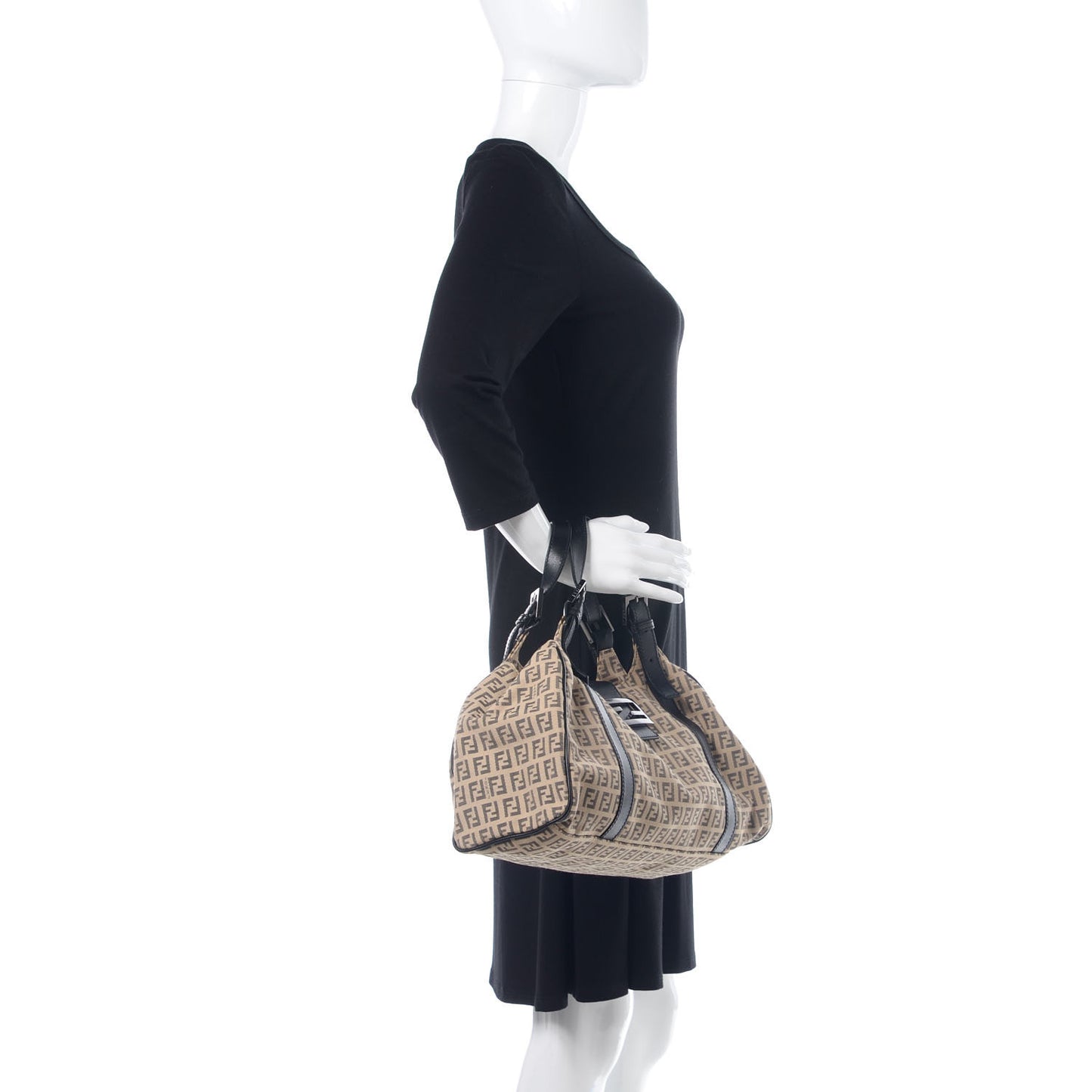 Zucchino Vitello Shoulder Bag Beige Black