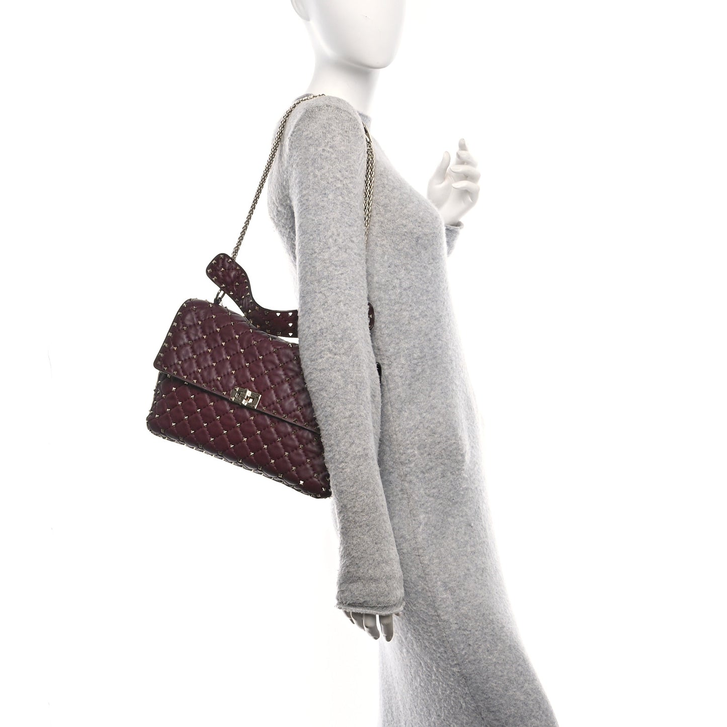 Nappa Large Rockstud Spike Shoulder Bag Rubin
