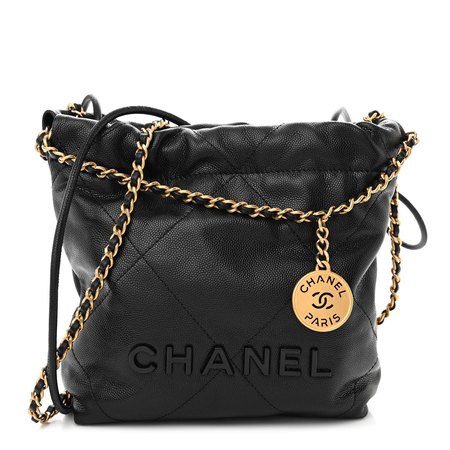 Chanel Shiny Caviar Quilted Monochrome Mini Chanel 22 Black 1 of 10