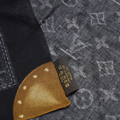 Louis Vuitton Cotton Denim Monogram Scarf Black 4 of 5
