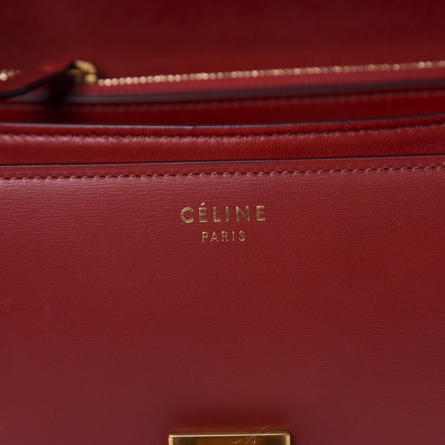 Celine Box Calfskin Medium Classic Box Flap Bag Red 9 of 11