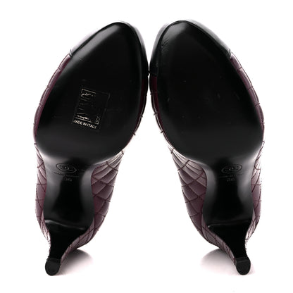 Chanel Lambskin Quilted CC Cap Toe Pumps 36 Burgundy Black 5 of 10