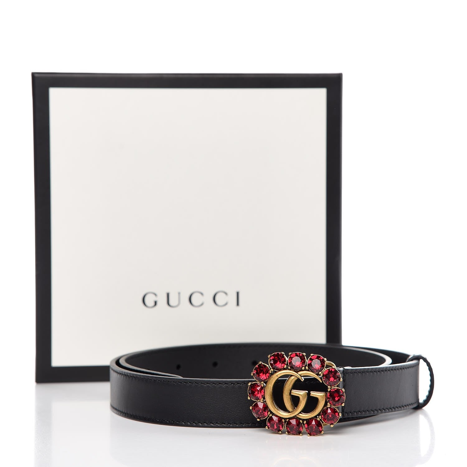 Gucci Calfskin Crystal Double G 30mm Belt 80 32 Black 7 of 7