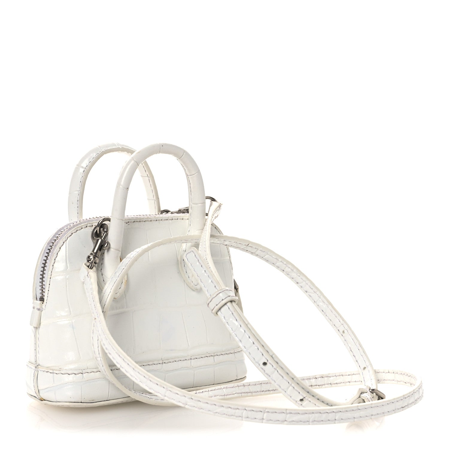 Balenciaga Calfskin Logo Crocodile Embossed Mini Ville Top Handle