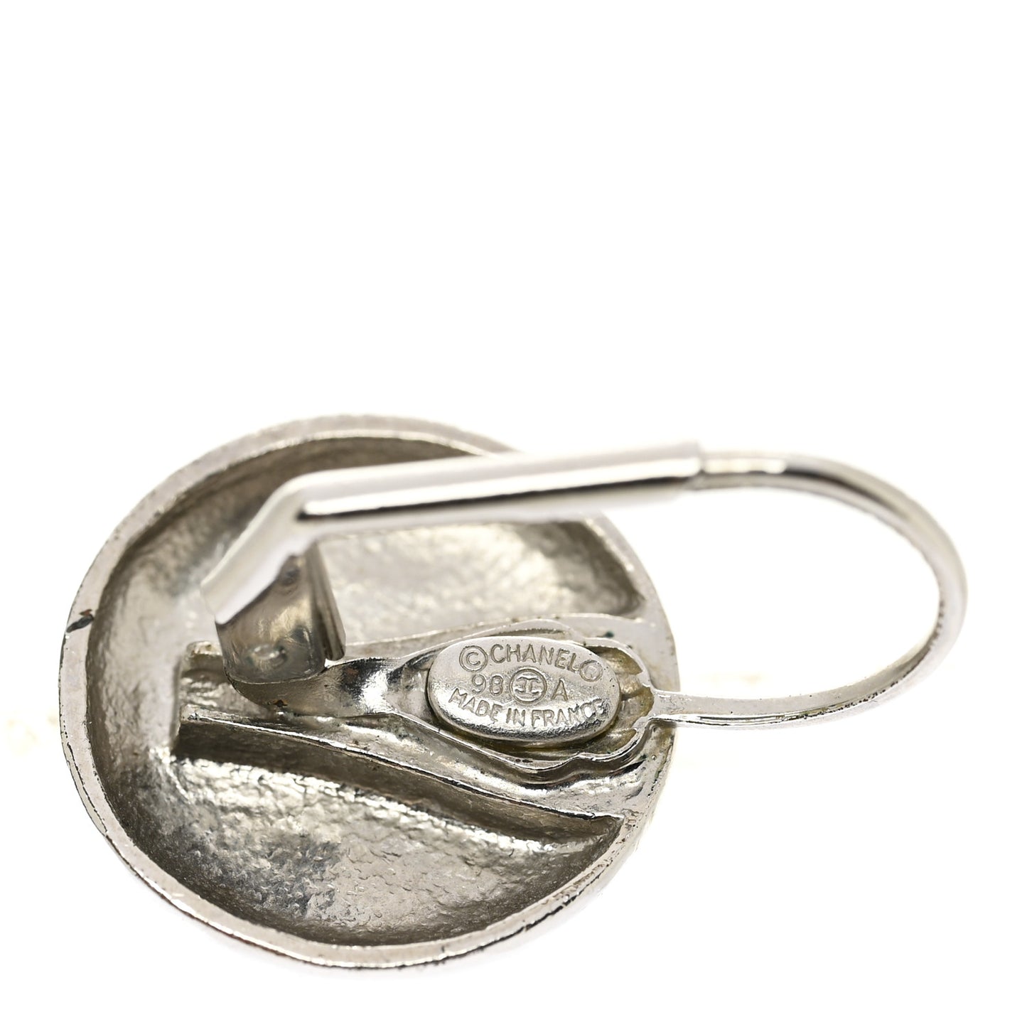 CC Round Earrings Silver Black